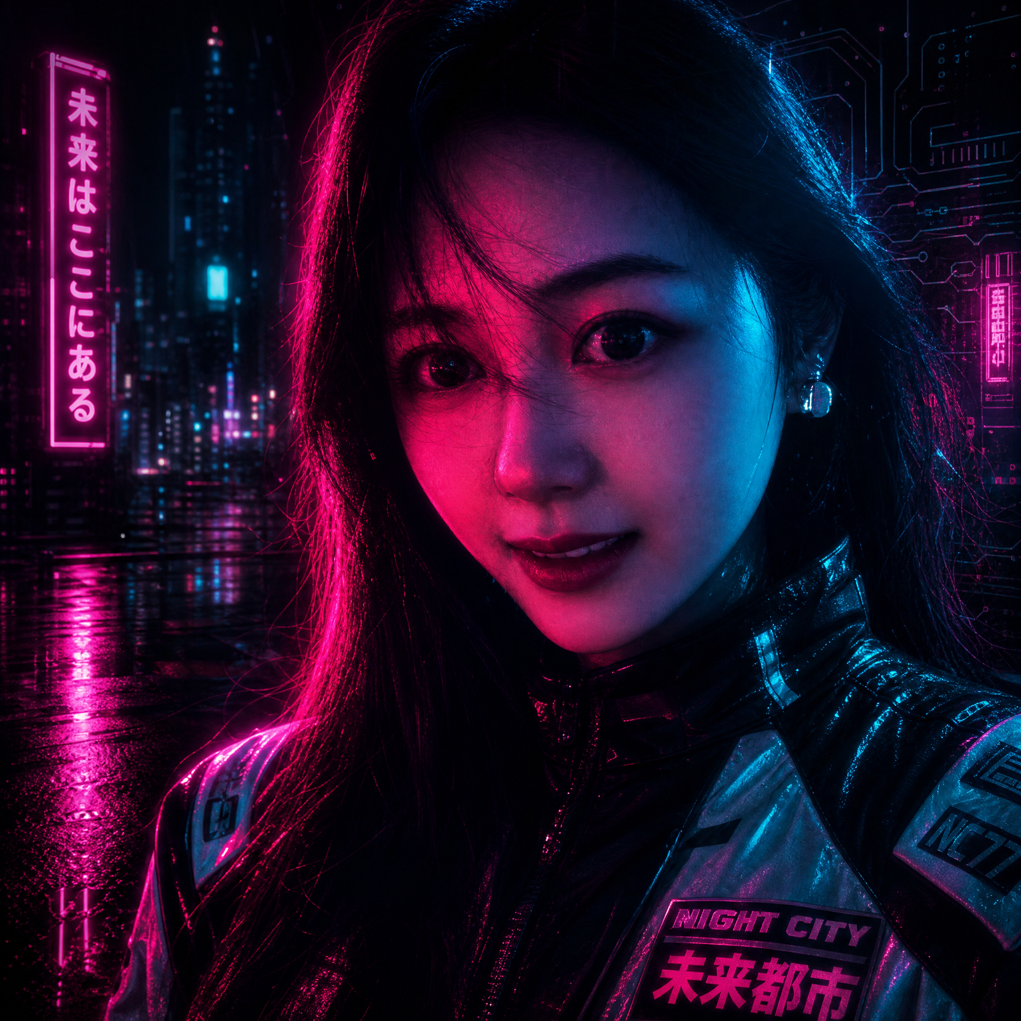 Cyberpunk Portrait - Cyberpunk neon noir